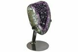 Amethyst Geode With Calcite Crystals & Metal Stand - Uruguay #152274-2